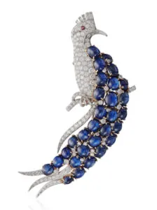 Sapphire and Diamond Bird Brooch