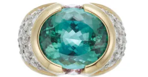 18k and Platinum Tourmaline and Diamond Ring