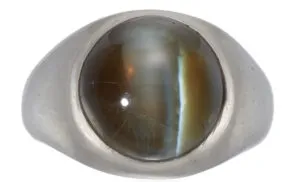 Platinum Cats Eye Chrysoberyl Ring