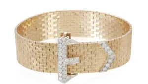 Retro Gold Belt Bracelet with Diamonds