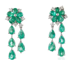 18k Emerald Dangle Earrings