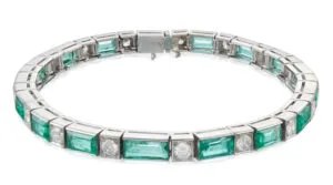 Platinum Emerald and Diamond Bracelet