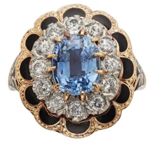 Antique Yellow Gold Sapphire and Diamond Ring