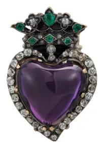 Antique Amethyst Heart Brooch