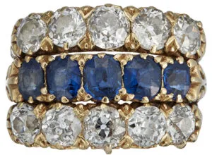 Antique 18k Blue Sapphire and Diamond Ring