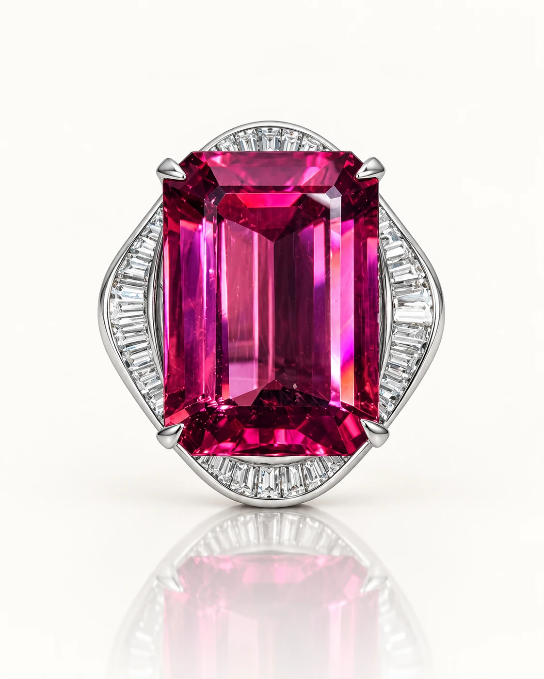 Platinum 8.77ct Pink Tourmaline and Diamond Ring