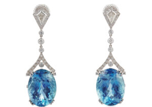 Aquamarine and Diamond angle Earrings