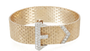 Retro Gold Belt Bracelet with Diamonds