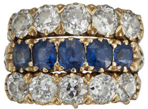 Antique 18k Blue Sapphire and Diamond Ring