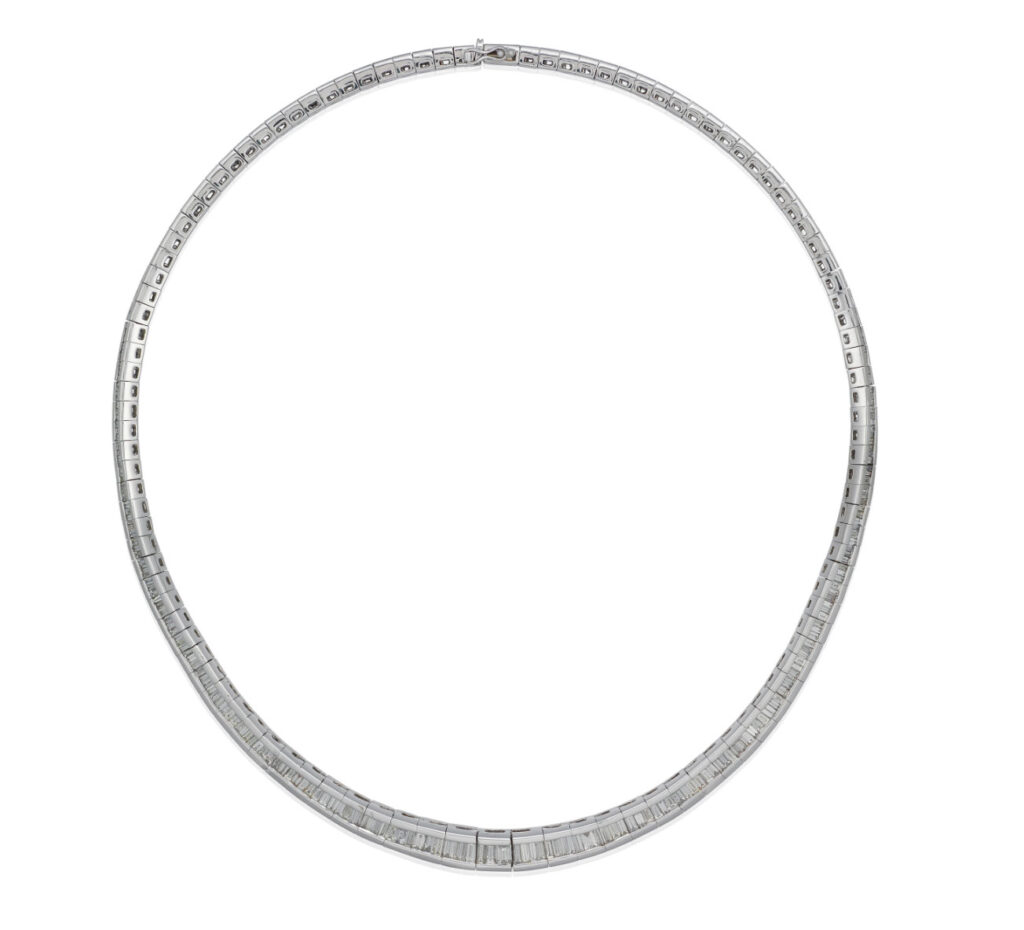 atlanta diamond buyer 18k White Gold Baguette Diamond Necklace