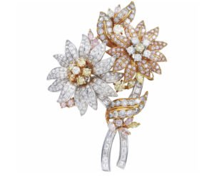 atlanta estate jewelry buyer 18k Fancy Color Natural Diamond Floral Brooch