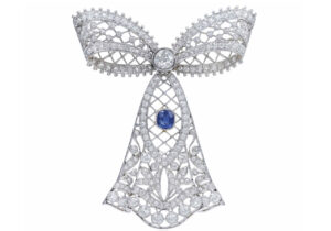 Sell estate jewelry in Atlanta Antique Gold Sapphire and Diamond Brooch