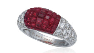 atlanta estate jewelry buyer Invisible Set Ruby and Diamond 18k Ring