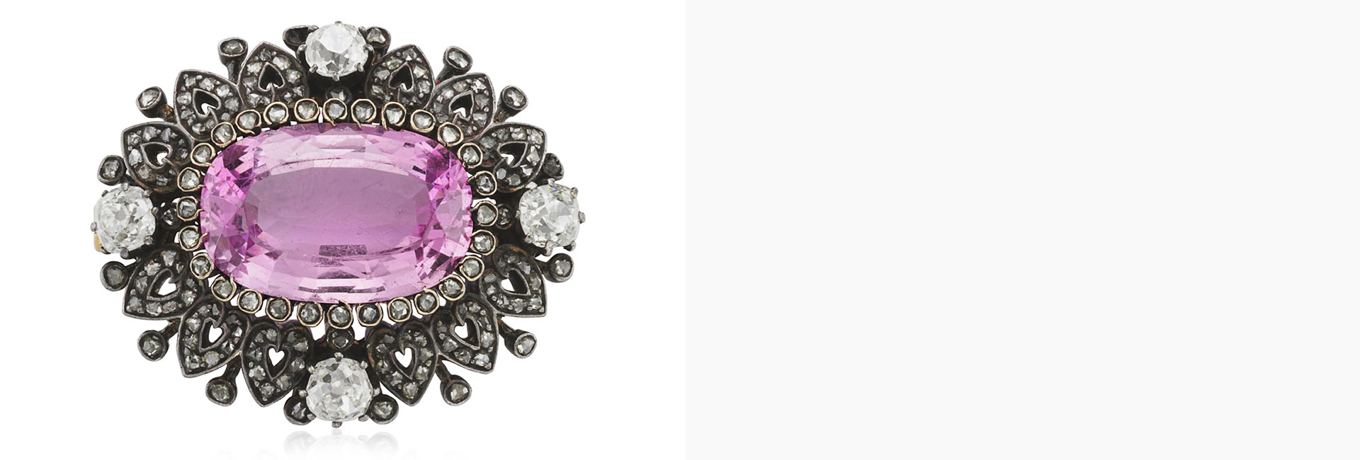 Ayan Jewelry Antique Pink Topaz and Diamond Brooch